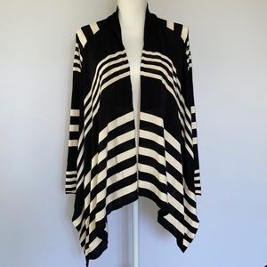St. John Sport | Black & White Stripe Open Face Asymmetric Cardigan, Size S